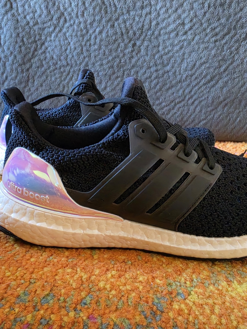 adidas Kids' Ultraboost Black Knit with Iridescent Heel